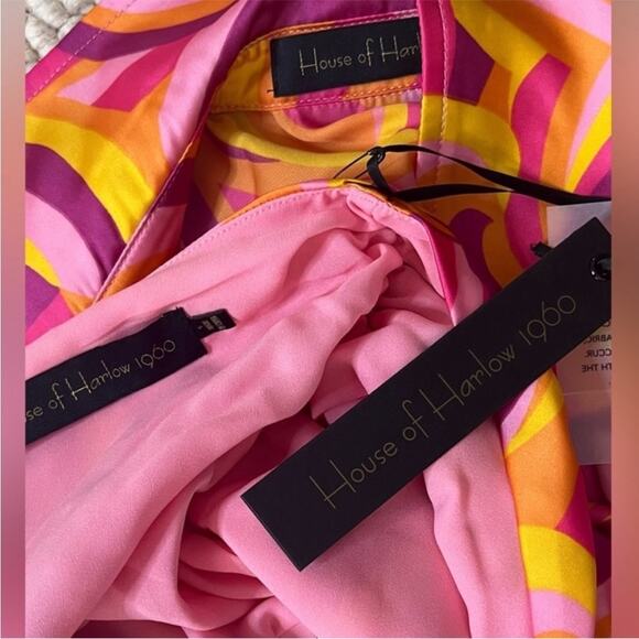 SET House of Harlow 1960 Fawcett Top & Maxi Skirt-Pink Swirl Print – Sz. S - Picture 7 of 7